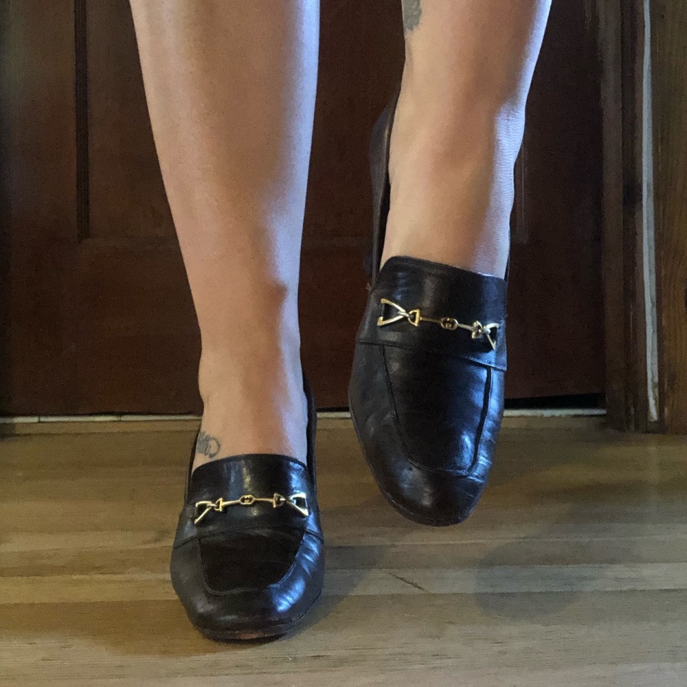 Gucci Leather Heeled Loafers Brown Size 36…